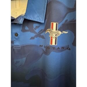 Dave Carey Originals Mustang Mens XL Royal Blue Polo Short Sleeve Shirt Ford